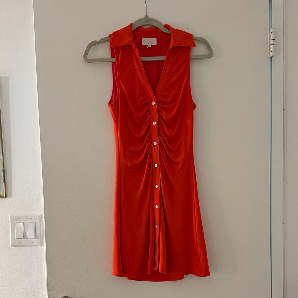 Cinq a Sept Dress Sleeveless Button-Front Dress in Vibrant Orange